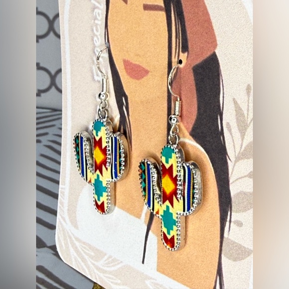 Colorful cactus earrings s925 - Picture 3 of 7